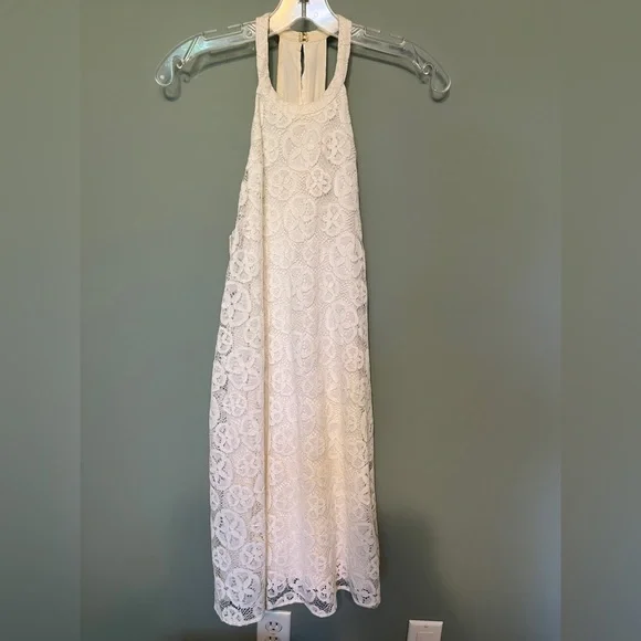 halter neck white dress short Serene White Satin Halter Neck Mini Dress - US 12